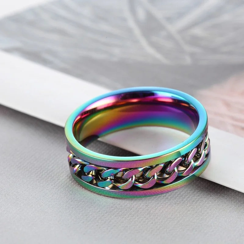 Chain Spinner Roman Numeral Ring