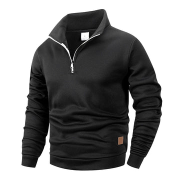 Minimalist Black Half Zip Casual Sweater